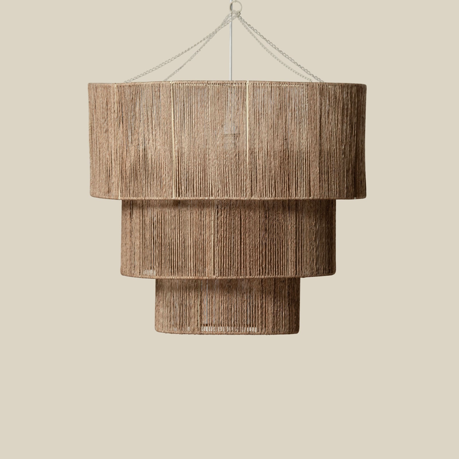 3 Tier Jute Chandelier - handcrafted jute lamp - Cultheir