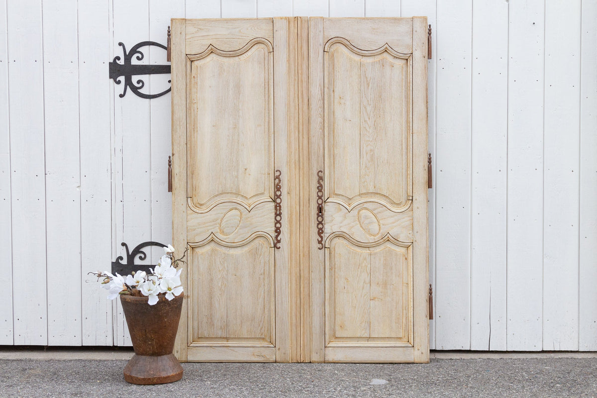 Pair of Antique Bleached Oak French Doors