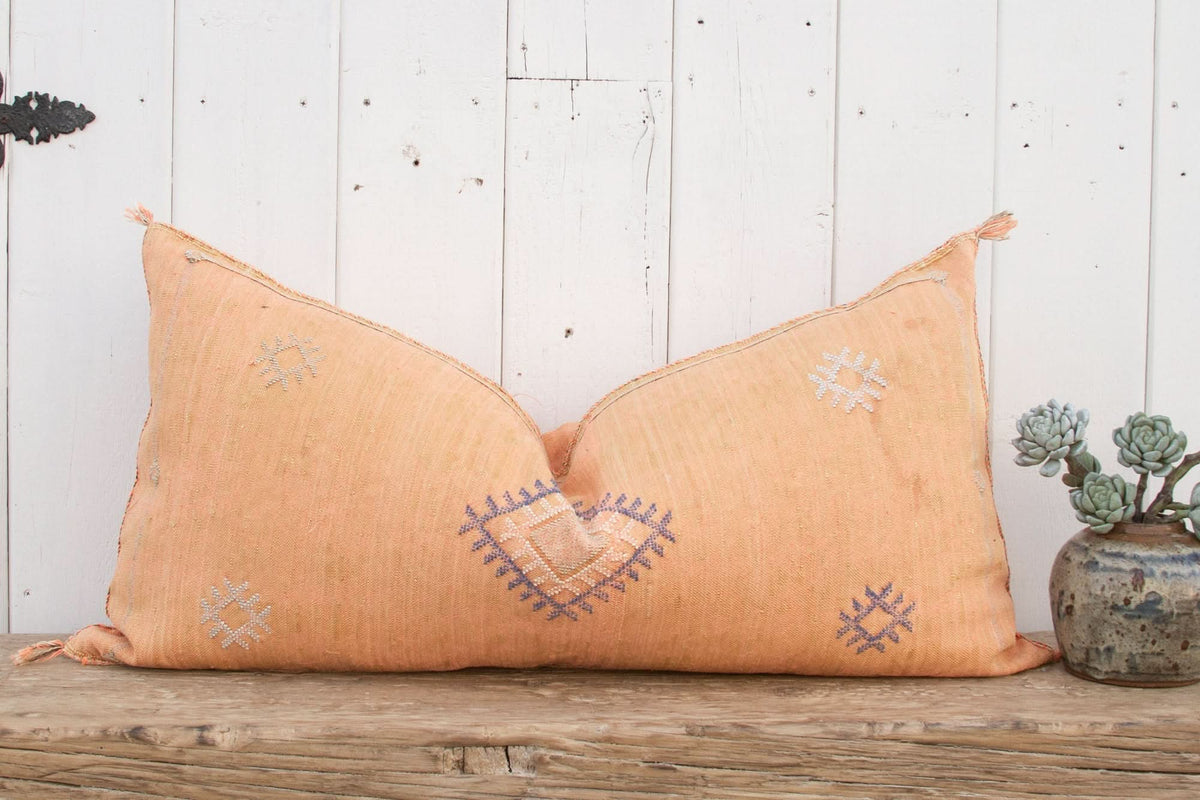 Amber Long Lumbar Moroccan Silk Rug Pillow - Cultheir