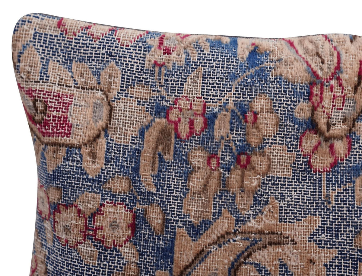 Canvello Antique Kerman Rug Blue Pillow Cases - 16&quot;x16&quot; - Cultheir