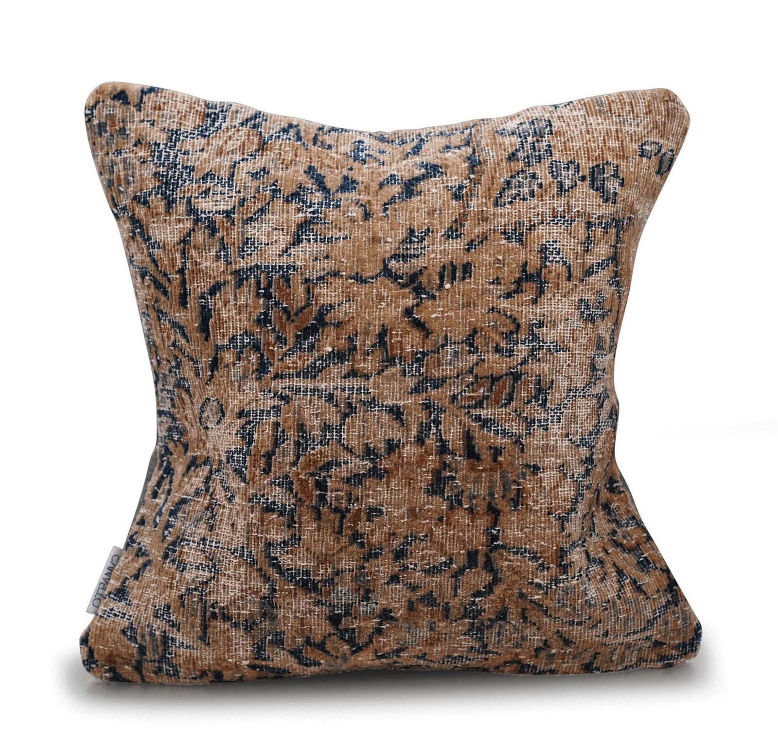 Canvello Antique Kerman Rug Dark Brown Pillow - 18"x18" - Cultheir