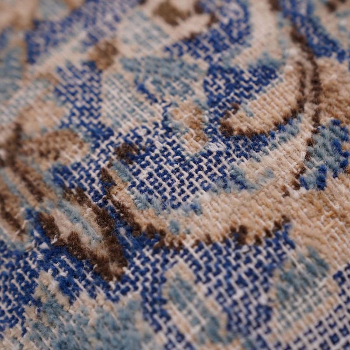 Canvello Antique Rug Blue And Brown Throw Pillows - 18&quot;x18&quot; - Cultheir