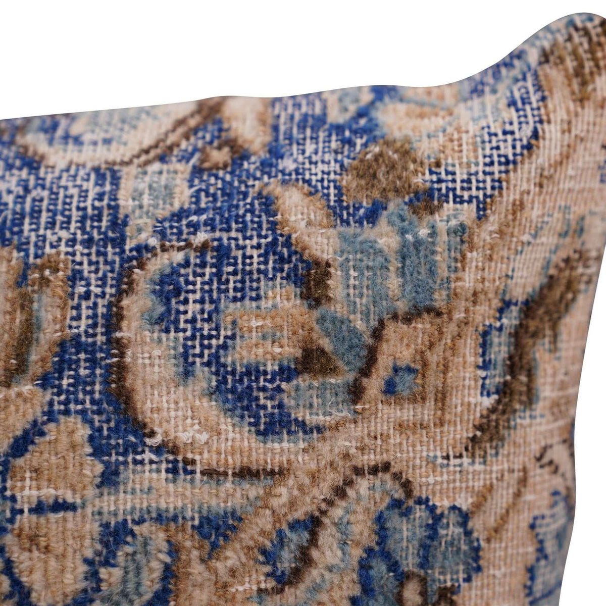 Canvello Antique Rug Blue And Brown Throw Pillows - 18&quot;x18&quot; - Cultheir