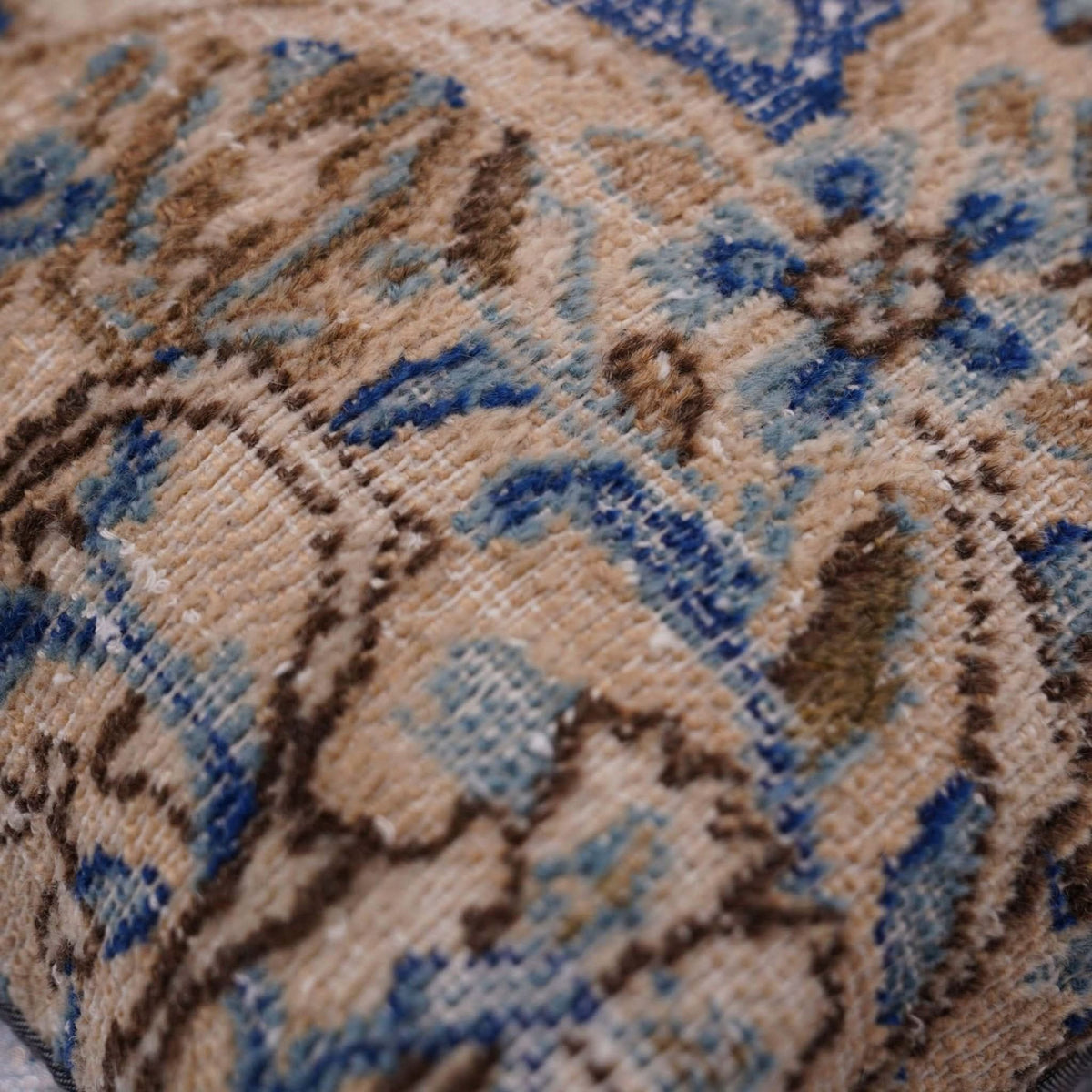 Canvello Antique Rug Blue And Brown Throw Pillows - 18&quot;x18&quot; - Cultheir