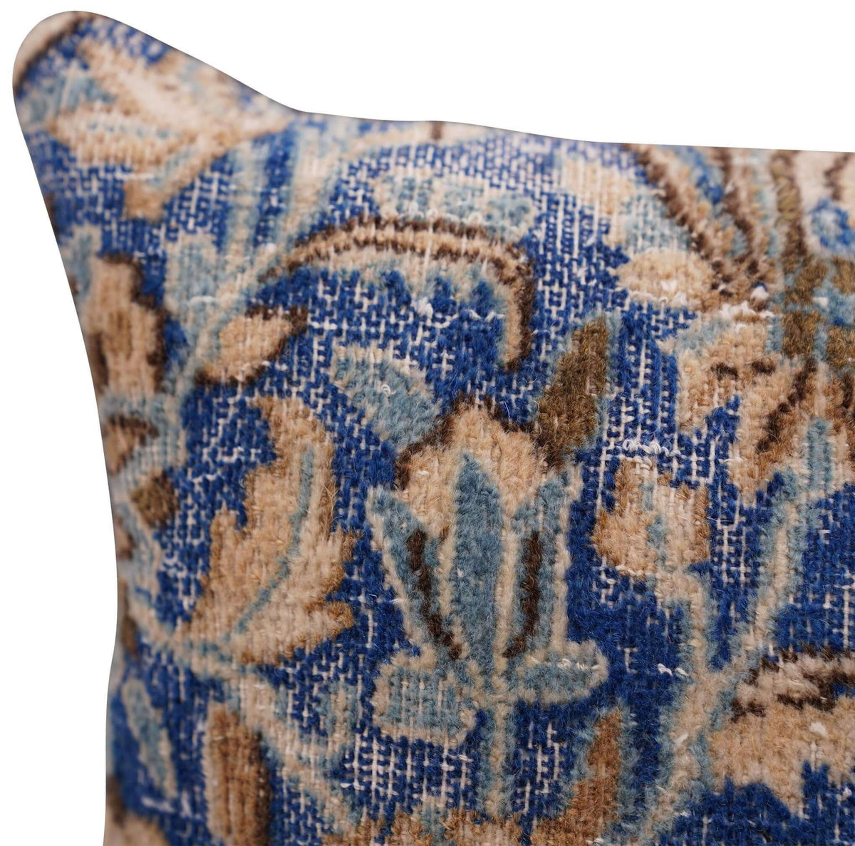 Canvello Antique Rug Blue And Brown Throw Pillows - 18&quot;x18&quot; - Cultheir